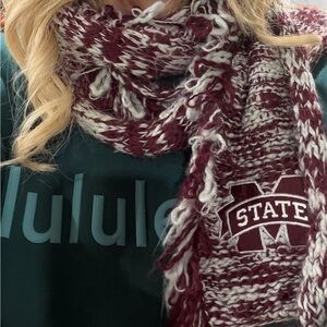 adidas Mississippi State Burgundy and White Hat with attached Knit Scarf